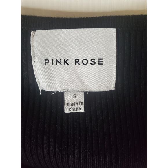 Pink Rose V-Neck Black Ribbed Crop Sweater, NWOT, Small - Picture 5 of 6